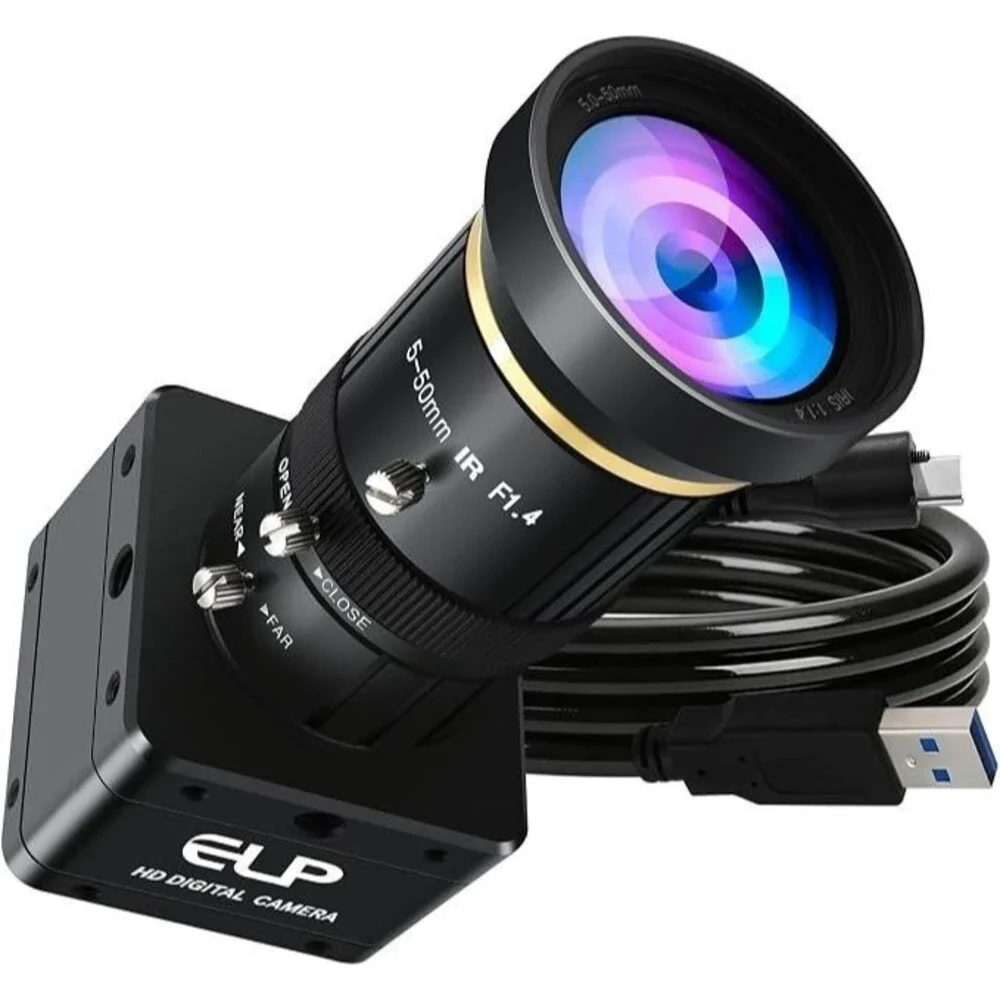 ELP 5MP 60FPS Global Shutter USB3.0 Camera Manual Zoom Webcam for Computer UVC U